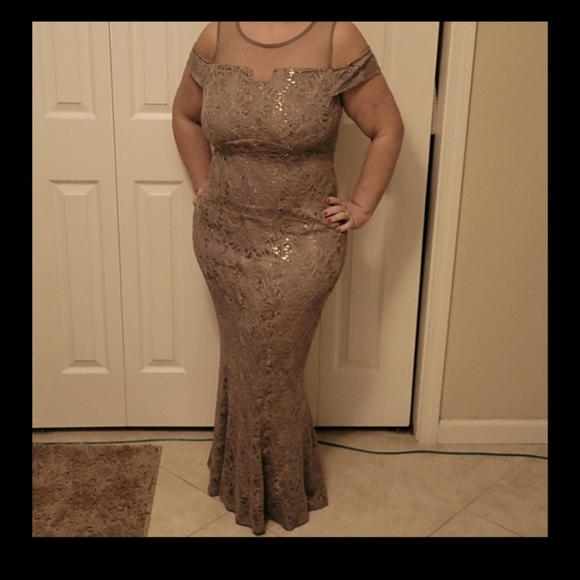 Candalate Dresses & Skirts - Formal Mermaid Floor-length Mocha Sequin Lace Gown